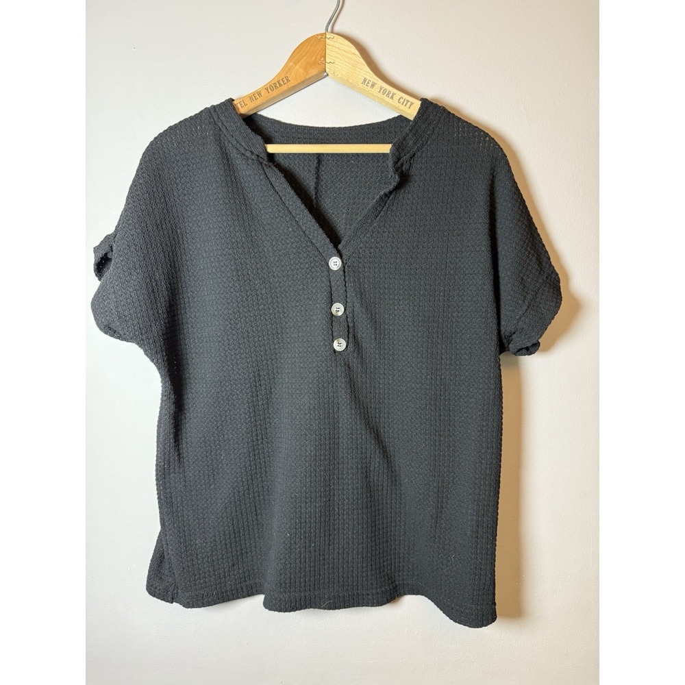 Shein Sweater Womens Medium Black Pullover Short Sleeve Casual Top